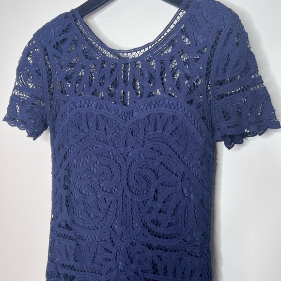 Sea New York Battenburg Navy Blue Lace Dress XS 2 - Picture 4 of 7